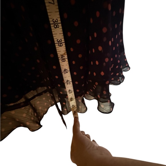 JBS Midi Dress Womens 14W Brown Polka Dot Ruffle Tie Semi Sheer Faux Wrap - Picture 7 of 9